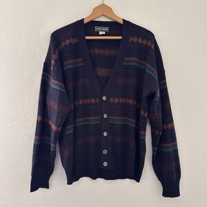Vintage Marc Lewis Mens Size XL Navy Wool Cardigan Sweater Academia Preppy